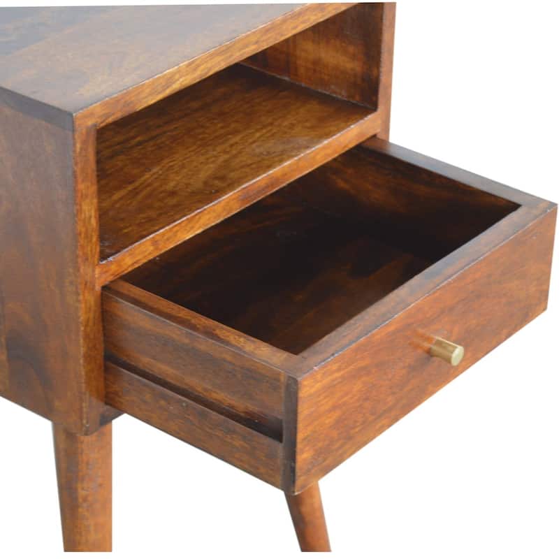 HomeRoots 22" Chestnut Solid Wood Square One Drawer Nightstand