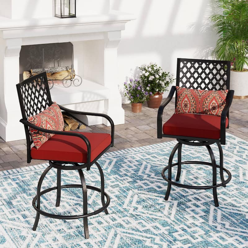 Teluk Extra Wide Swivel Bar Stools (Set of 2) by Havenside Home