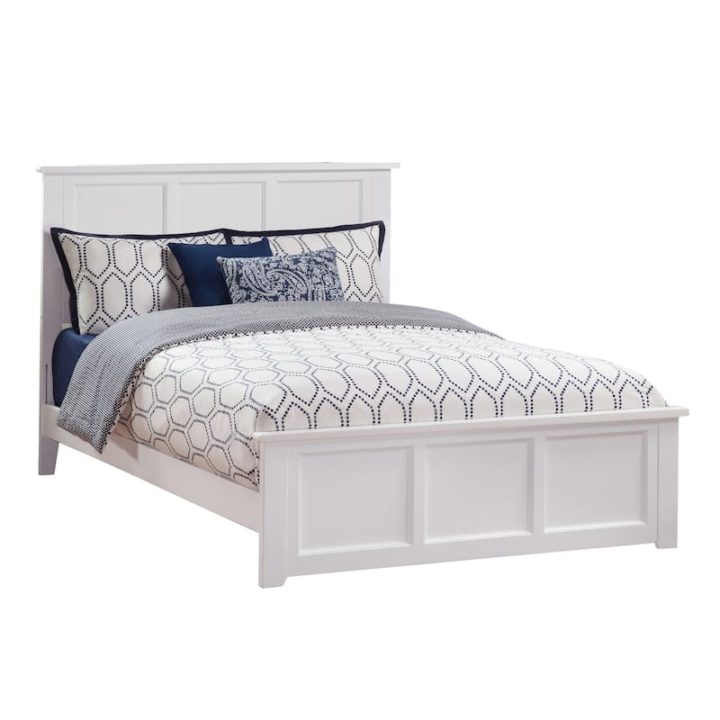 Madison Full Low Profile Wood Platform Bed with Footboard in White