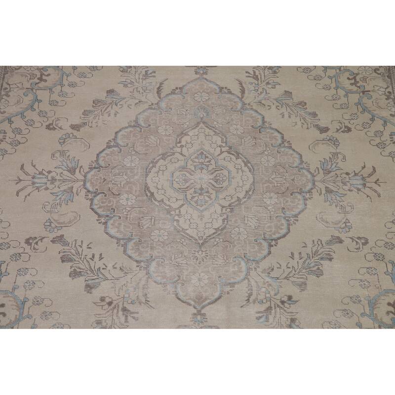 Distressed Traditional Tabriz Persian Vintage Rug Handmade Wool Carpet - 9'7" x 12'4"