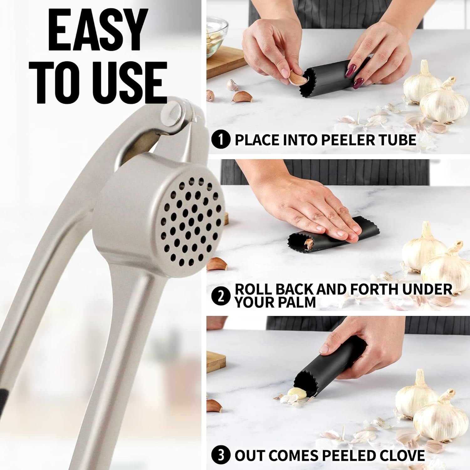 Professional Garlic Press and Peeler Set – Benchusch®