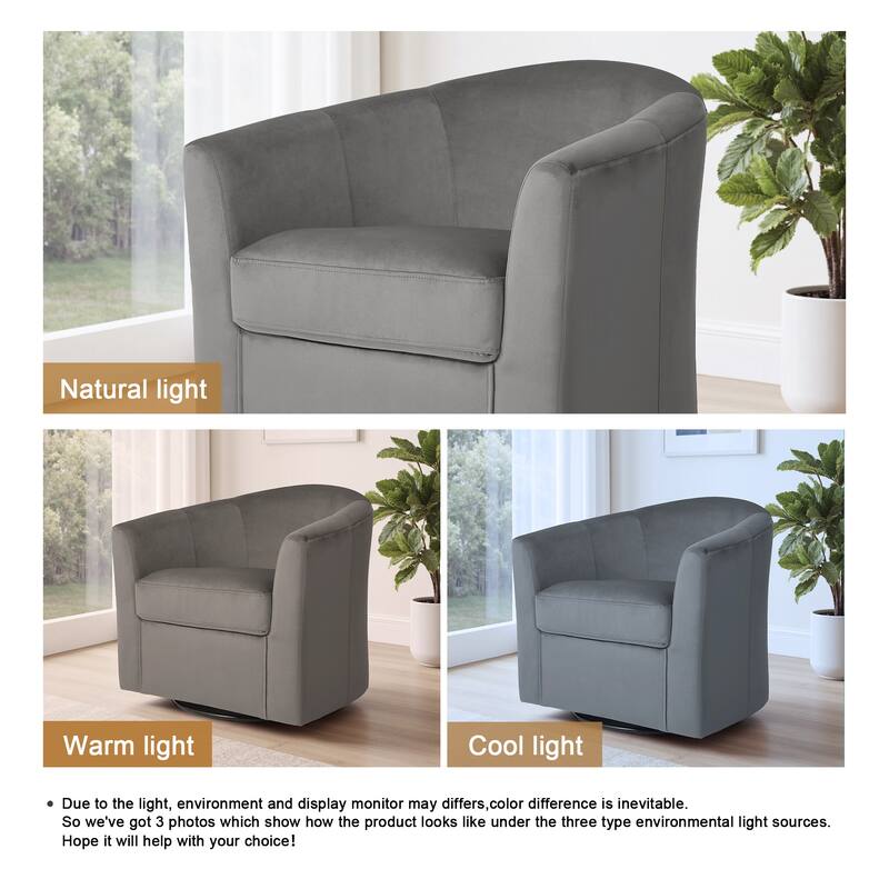 Upholstered Velvet 360° Swivel Accent Arm Chair