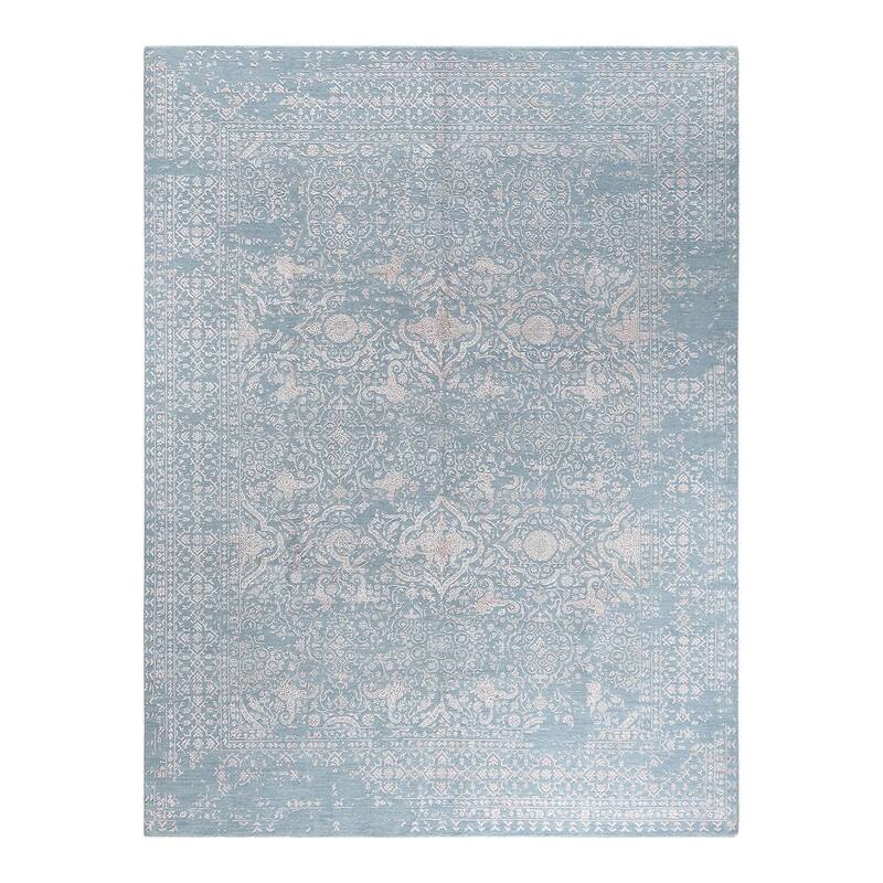 Ikat One-of-a-Kind Handmade Area Rug - Gray, 9' 0" x 11' 10" - 9' 0" x 11' 10"