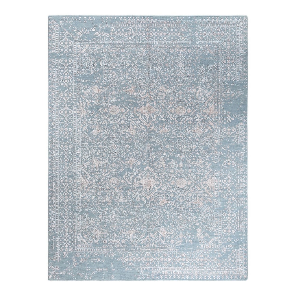 Ikat One-of-a-Kind Handmade Area Rug - Gray, 9' 0" x 11' 10" - 9' 0" x 11' 10"