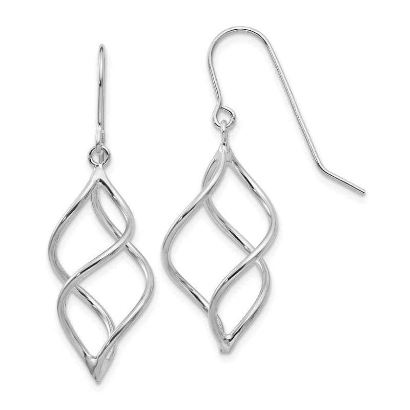 Curata 14k Yellow or White Gold 30x12mm Polished Short Twisted Hook Earrings - White
