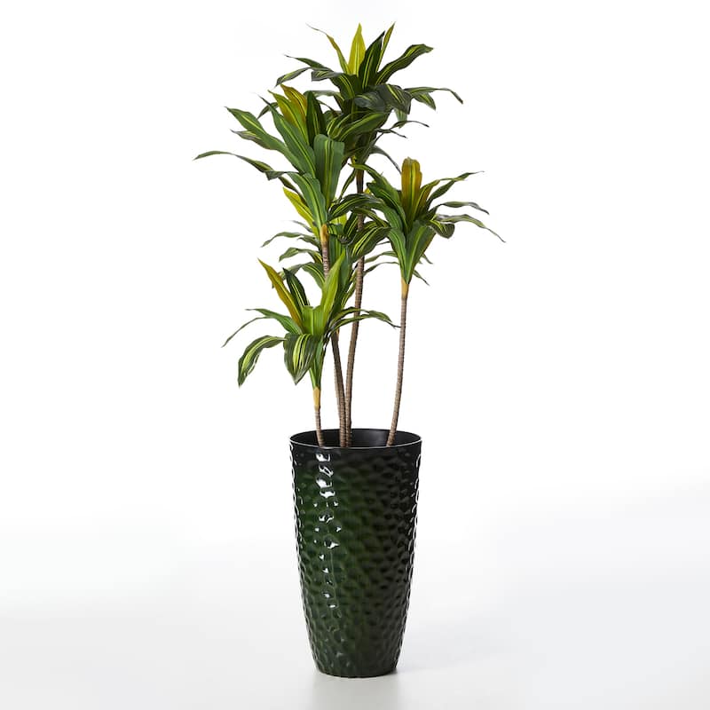Glitzhome 23.75"H Set of 2 Oversized Eco-Friendly PP and Stone Honeycomb Textured Blue/Green/Red Tall Plastic Planter