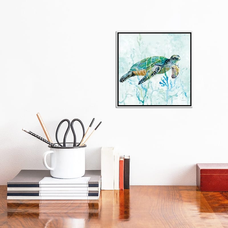 iCanvas "Sea Turtle Swim I" by Carol Robinson Framed Canvas Print