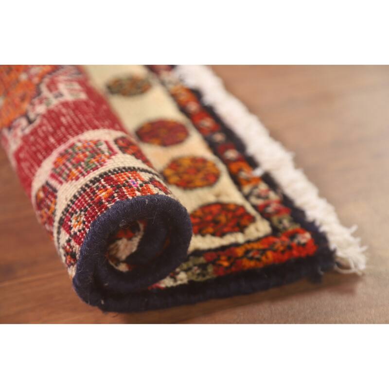 Red Shiraz Persian Vintage Square Rug Handmade Wool Carpet - 2'1" x 1'10"