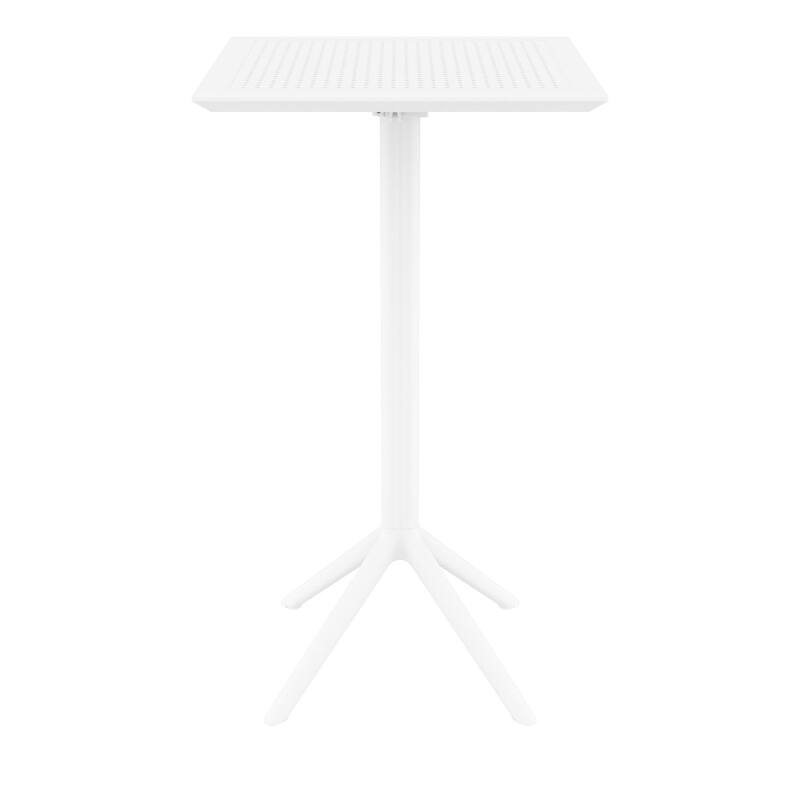 42.5" White Folding Square Outdoor Patio Bar Table