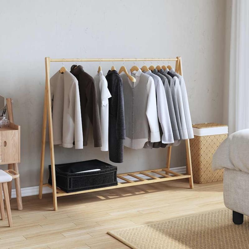 vidaXL Clothes Rack with Shelves Foldable Coat Rack Hanging Stand Hanger Bamboo