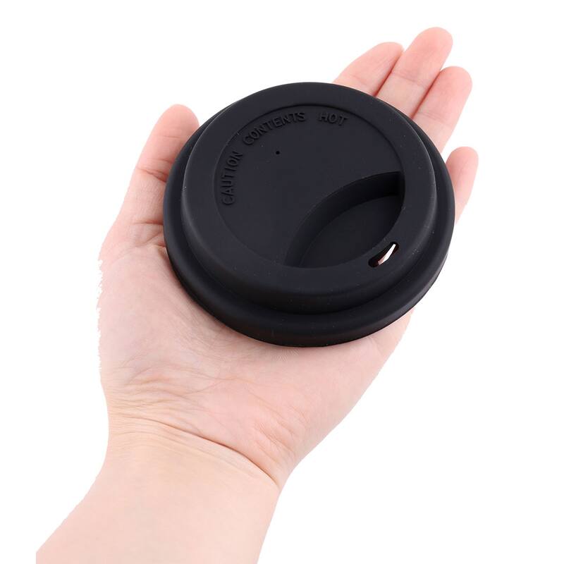 Home Cafe Shop Silicone Resuable Water Tea Cup Mug Cover Lid Black 9cm Outer Dia