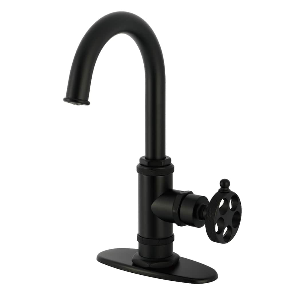 Kingston Brass Wendell One-Handle 1-Hole Deck Mount Bar Faucet with Knurled Handle