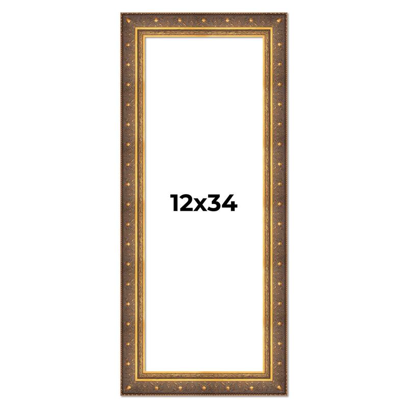 12x34 Frame Vintage Gold Solid Wood Picture Frame | 2.5 Inch Moulding