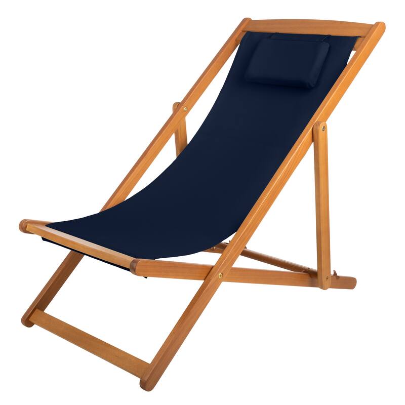 Lavish Home Beach Lounge Chair - Adjustable Reclining Sling Chair - Blue