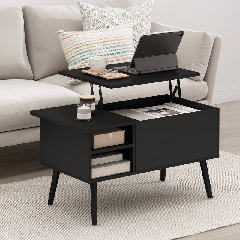Furinno Jensen Lift Top Coffee Table With Wooden Leg