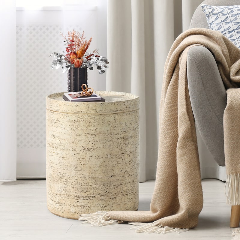 Patio Outdoor 14" Ceramic Side Table Garden Stool Log Table
