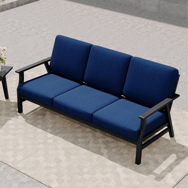 Casual Wood Cushioned 5-Piece Outdoor Patio Conversation Set