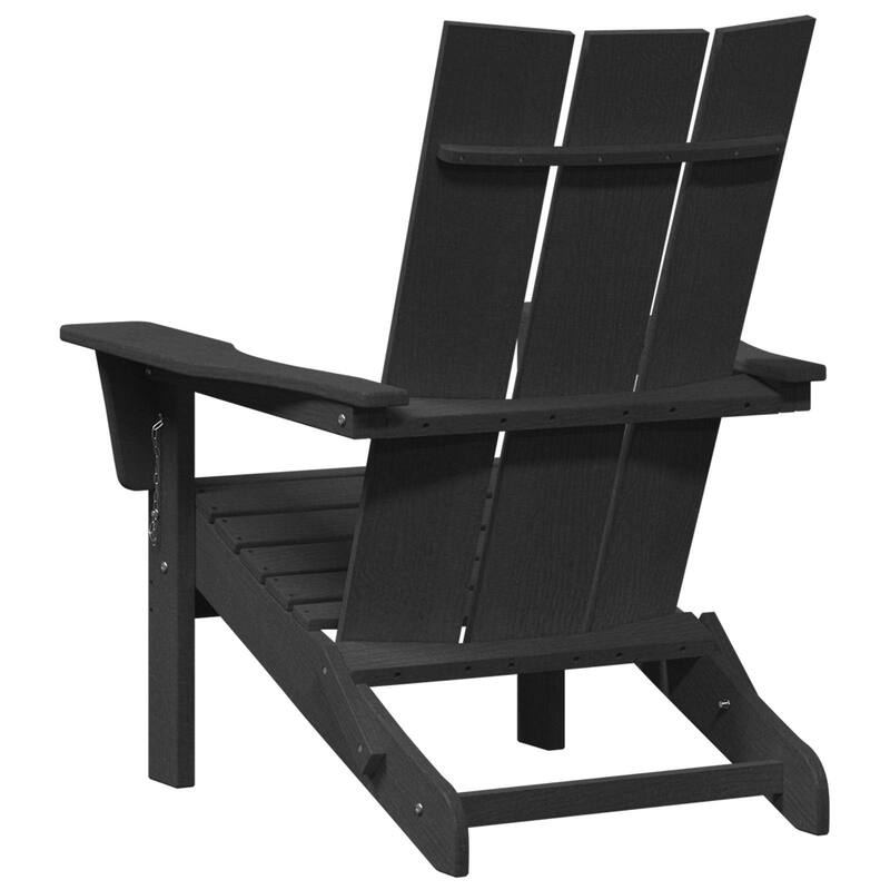 vidaXL Foldable Adirondack Chairs 2 pcs Black 29.3x31.7x35.4 in HDPE - 29.3 x 31.7 x 36.2