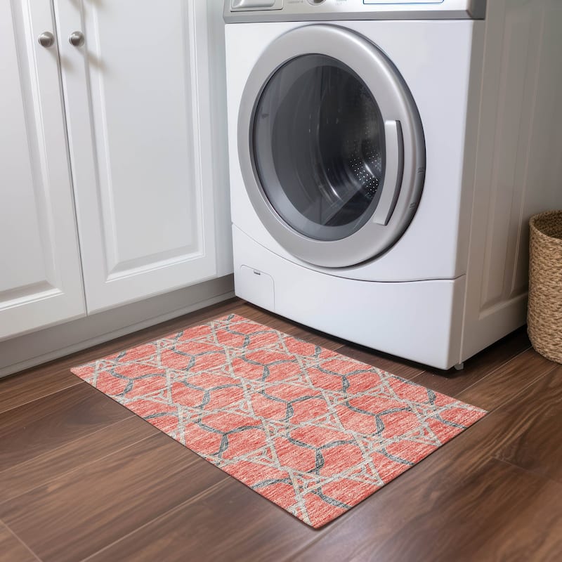 Machine Washable Indoor/ Outdoor Transitional Links Chantille Rug