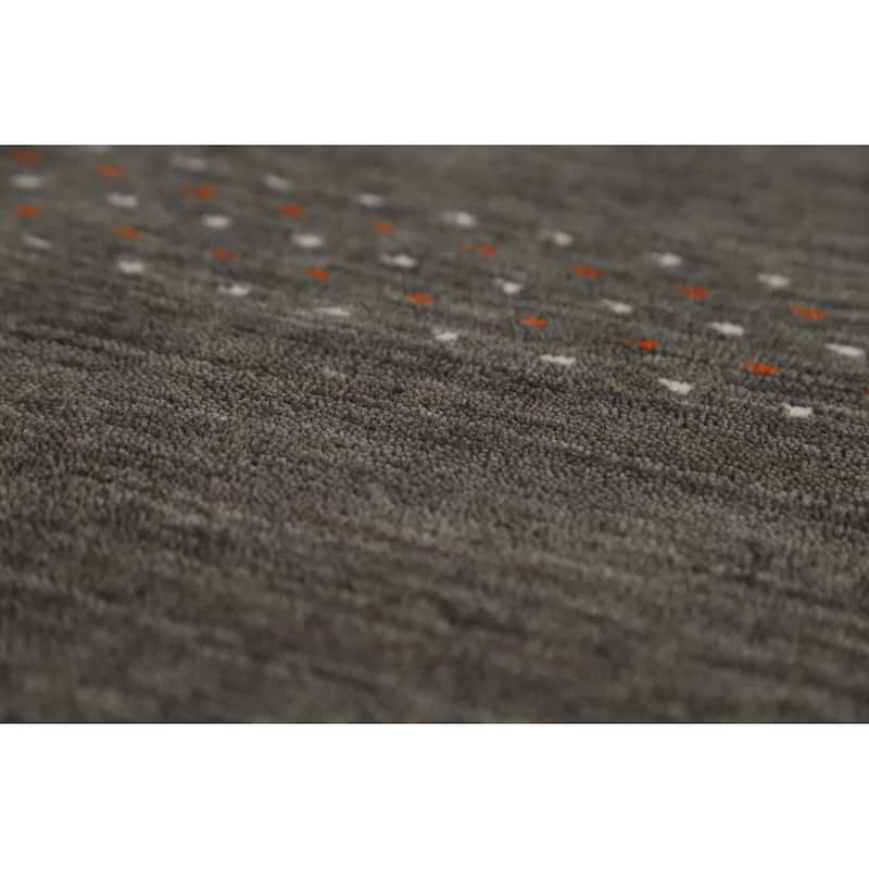 Tribal Gabbeh Indian Area Rug Hand-Knotted Grey Modern Wool Carpet - 5'0" x 7'8"