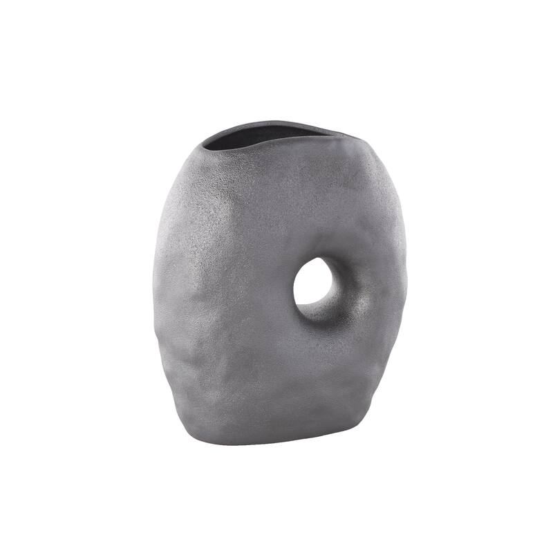 Ceramic Abstract Wavy Donut Decorative Vase with Cutout Center - Gray - Roche River Decor