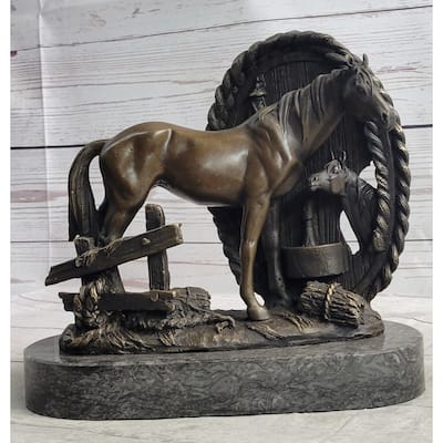 Horses Foal Equestrian Horse Lover Bronze Metal Sculpture Statue Figure Gift Decor Signed Art