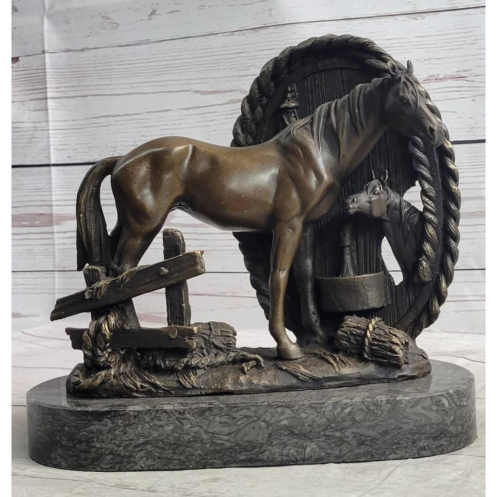 Horses Foal Equestrian Horse Lover Bronze Metal Sculpture Statue Figure Gift Decor Signed Art