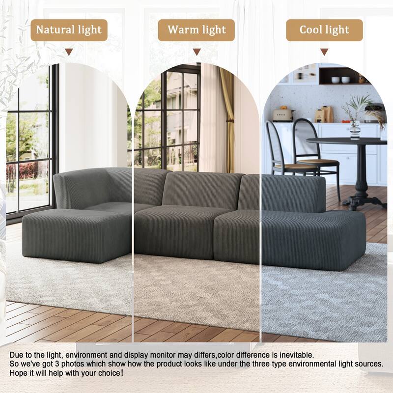 Oversized Corduroy Modular Sectional Fabric Sofa