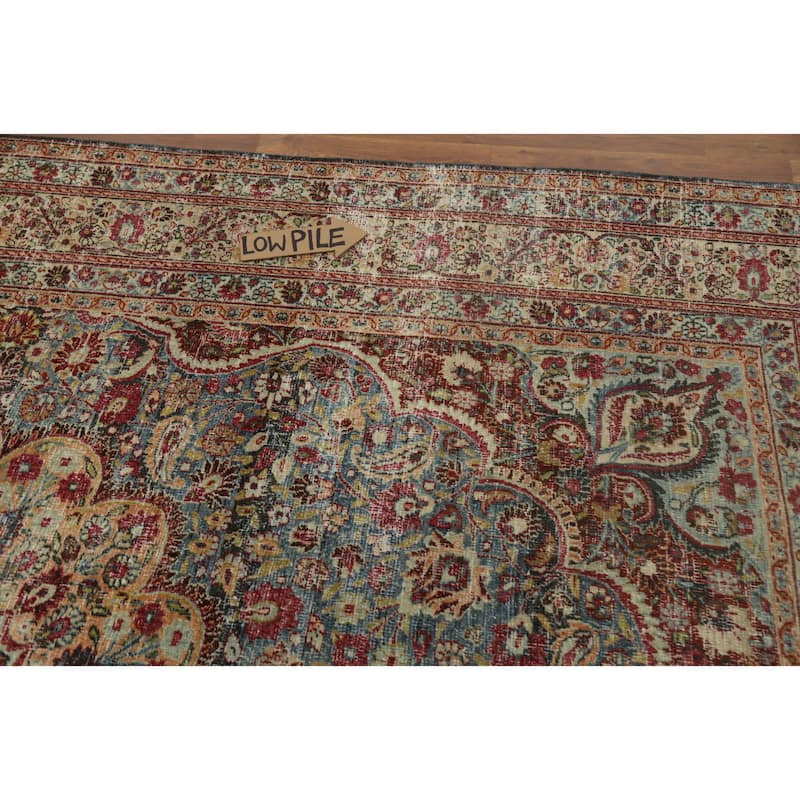 Hand Knotted Oriental 100% Wool Carpet Traditional Floral Navy Blue & Blues Dorokhsh Area Rug - 10' 5'' X 7' 4''