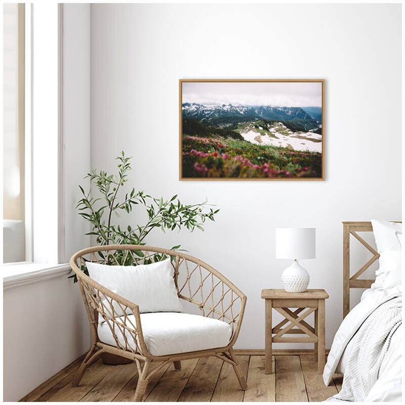 Kate and Laurel Sylvie Snow Covered Mountain Landscape Framed Canvas by Patricia Hasz of Patricia Rae Photography