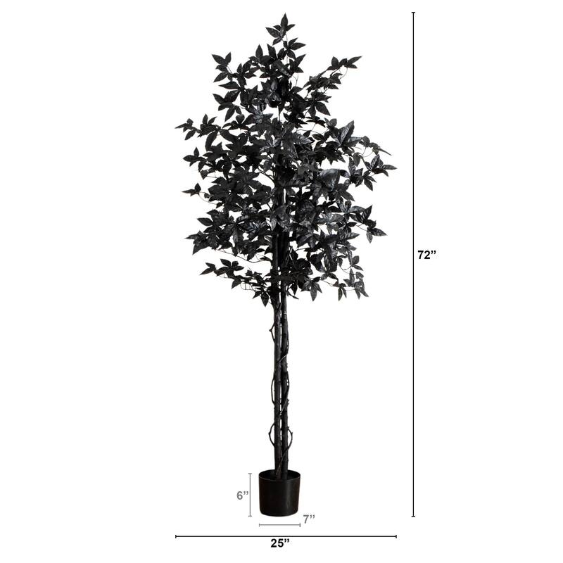 Black Maple Halloween Artificial Potted Tree - 6' - Unlit