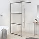 preview thumbnail 26 of 71, vidaXL Walk-in Shower Wall multi size Half Frosted ESG Glass Black