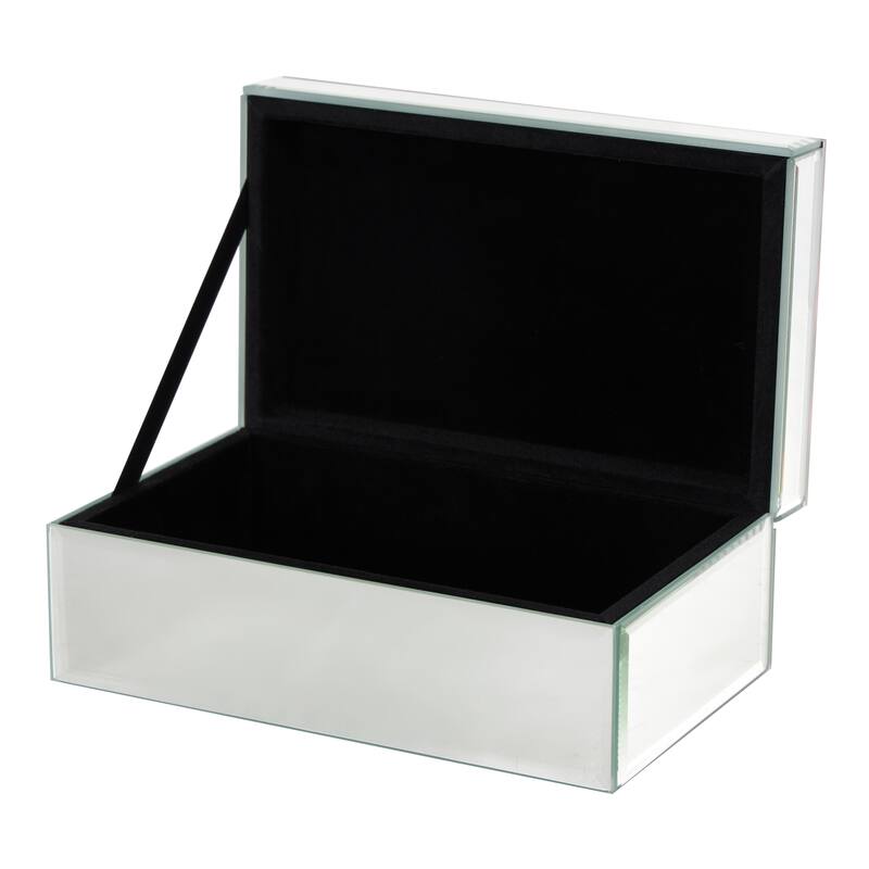 Glass Mirrored Jewelry Box with Pink or Black Bubble Textured Balls - Silver - Roche River Decor