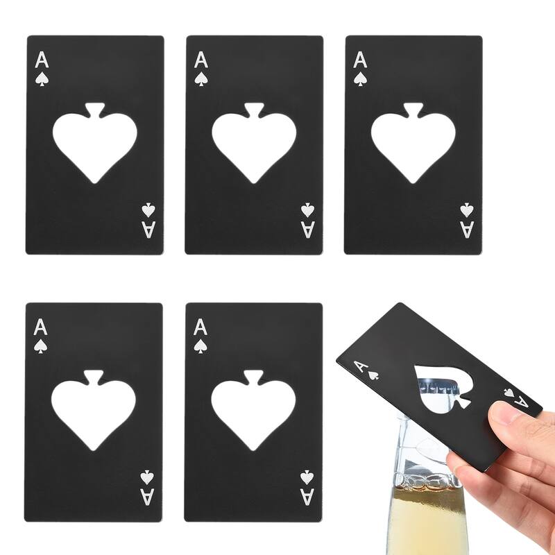 6Pcs Stainless Steel Ace of Spades Beer Bottle Opener - Black