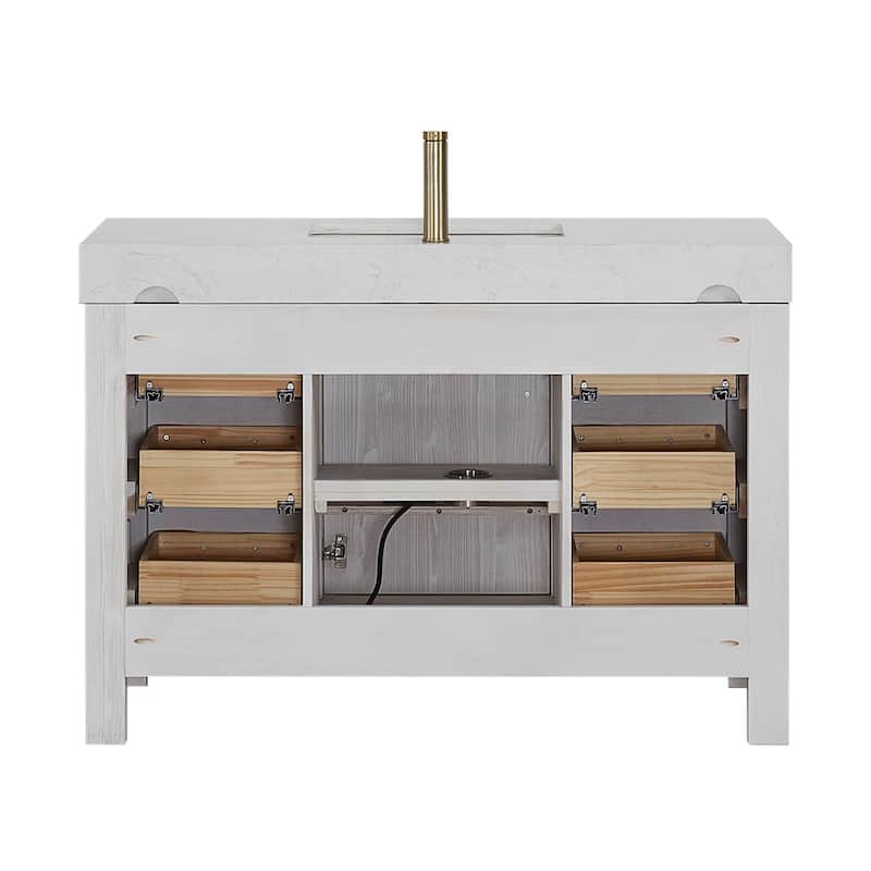 Leon 48 in. Single Bathroom Vanity with Composite Stone Top