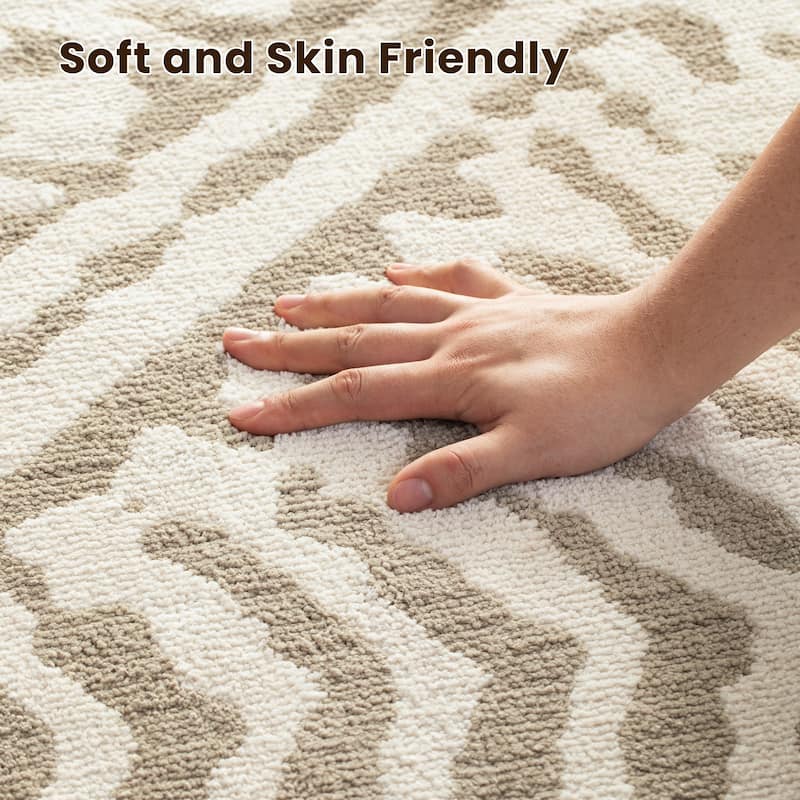 Glitzhome Modern Geometric Abstract Pattern High-Low Shag Area Rugs
