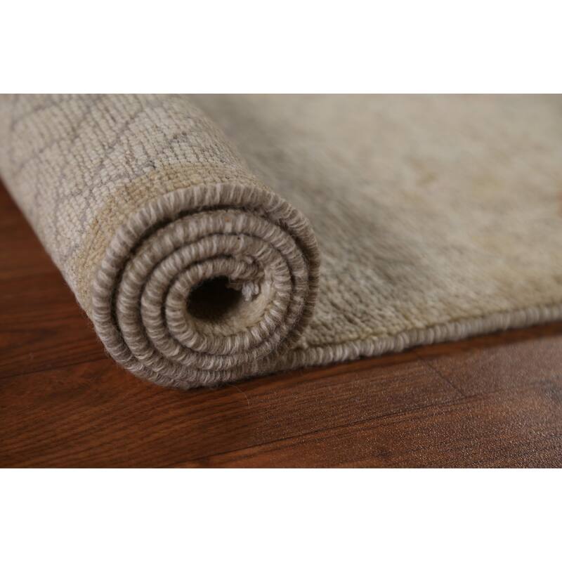 Geometric Art Deco Oriental Wool Area Rug Hand-knotted Foyer Carpet - 3'11" x 4'10"