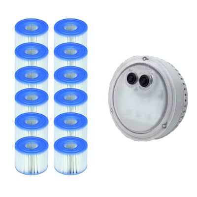 Intex PureSpa Light for Bubble Spa Hot Tub + S1 Replacement Cartridges (12 Pack) - 0.56