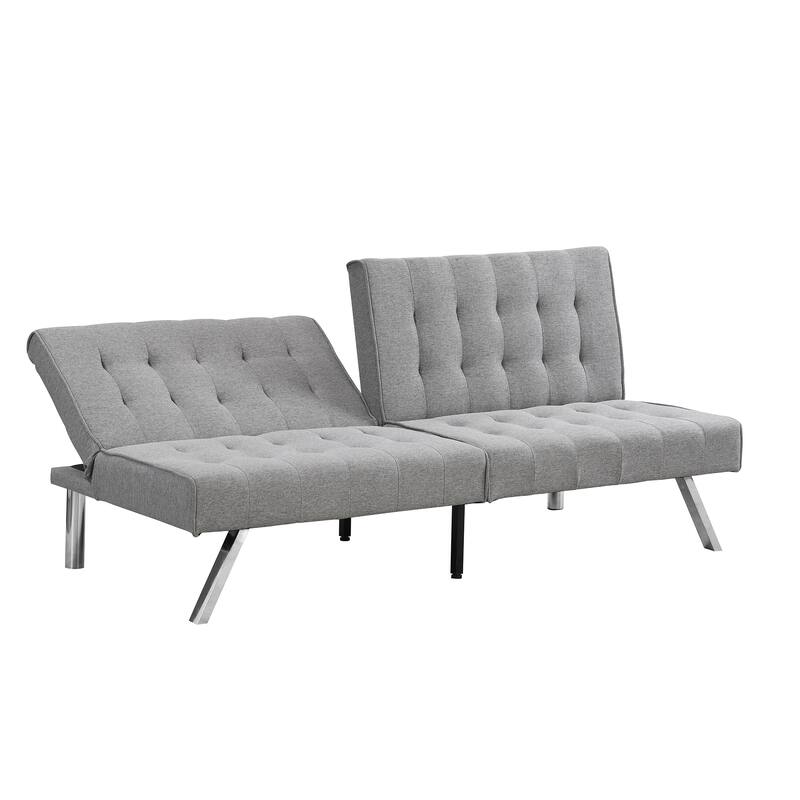 Modern Sofa Bed with Wooden Frame and Stainless Steel Legs, Adjustable Backrest for Home Lounge Area and Office