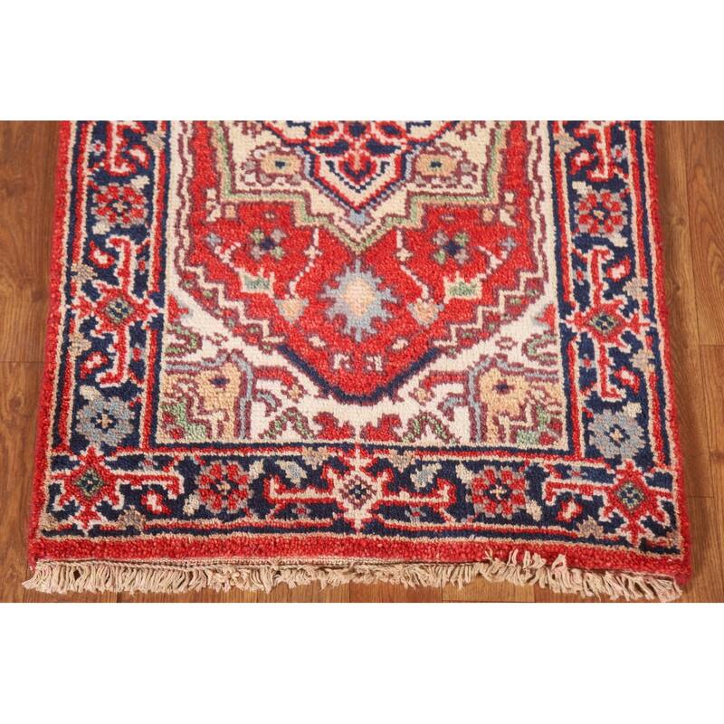 Geometric Red Heriz Serapi Oriental Area Rug Handmade Wool Carpet - 2'0"x 3'0"