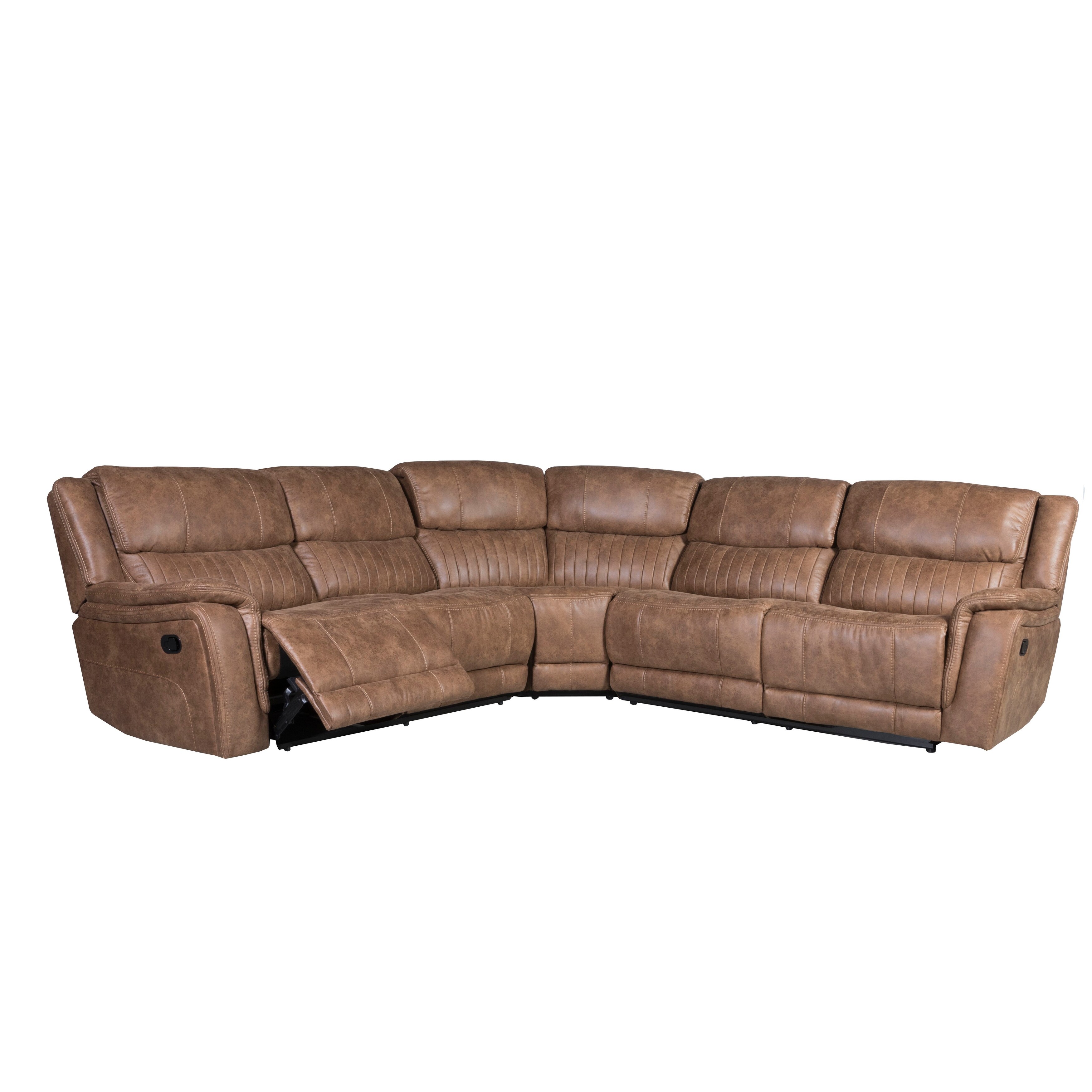 Malyn Brown Faux Leather Reclining Sectional Sofa Overstock 31275883