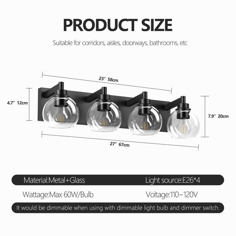 Industrial 4-Light Bathroom Vanity Light