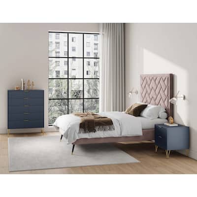 Manhattan Comfort 2-Piece Dumbo Modern 5-Drawer Tall Dresser Nightstand Set