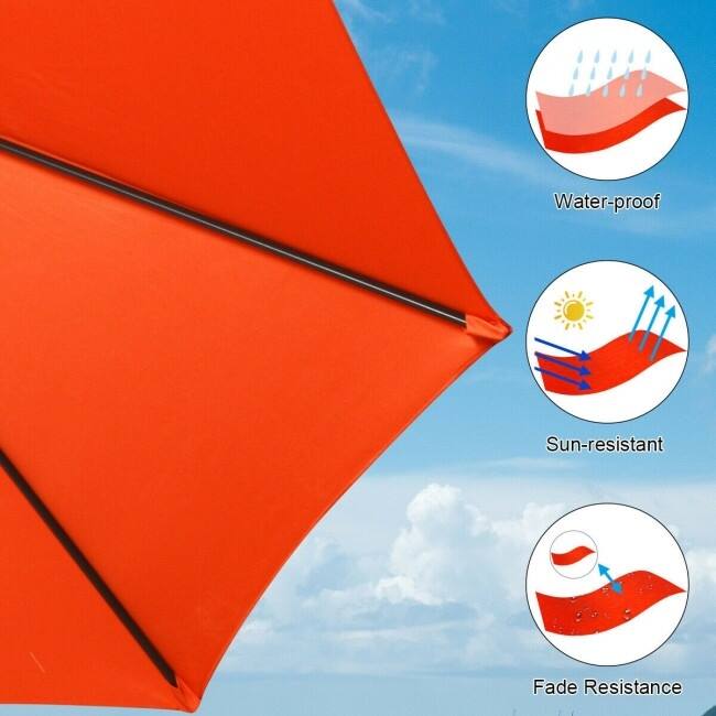 15 Foot Extra Large Patio Double Sided Umbrella with Crank and Base - 15' x 8' (W x H)