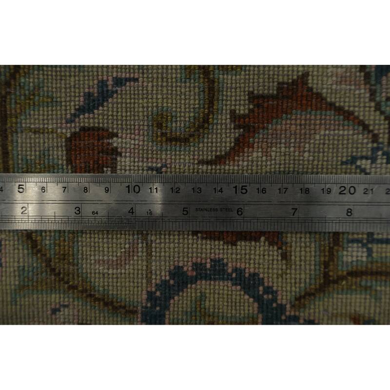 Hand Knotted Oriental 100% Wool Carpet Traditional Floral Beige & Ivories Kashan Area Rug - 10' 10'' X 8' 2''