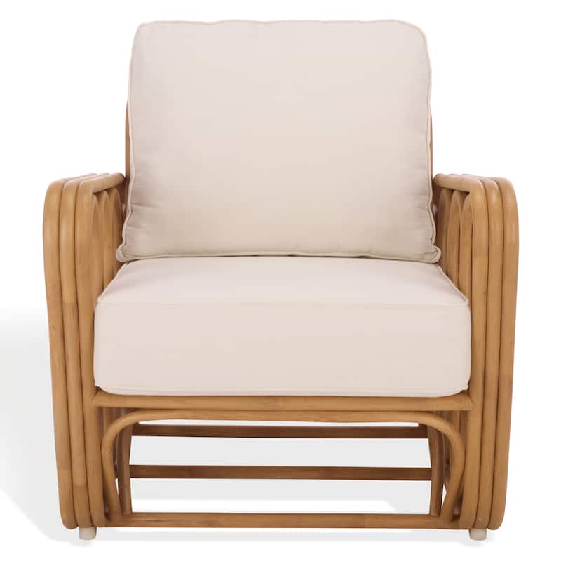 SAFAVIEH Couture Malina Rattan Pole Accent Chair - 30"W x 32"D x 30"H - Natural/White