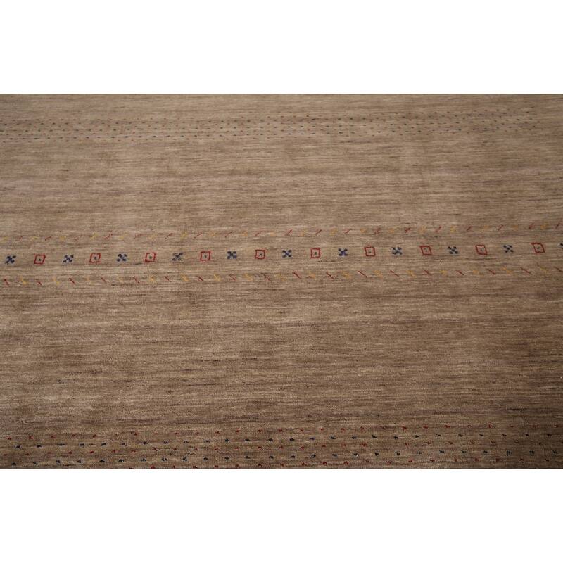 Brown Tribal Gabbeh Area Rug Handmade Wool Carpet - 8'0"x 9'8"
