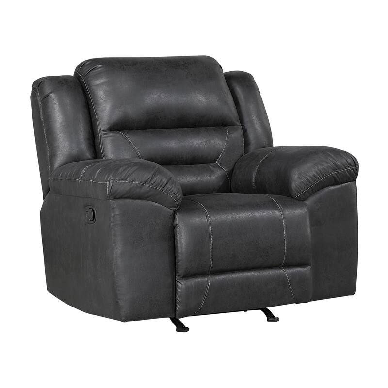 Alonzo 46" Polished Microfiber Rocker Manual Reclining Chair - Black