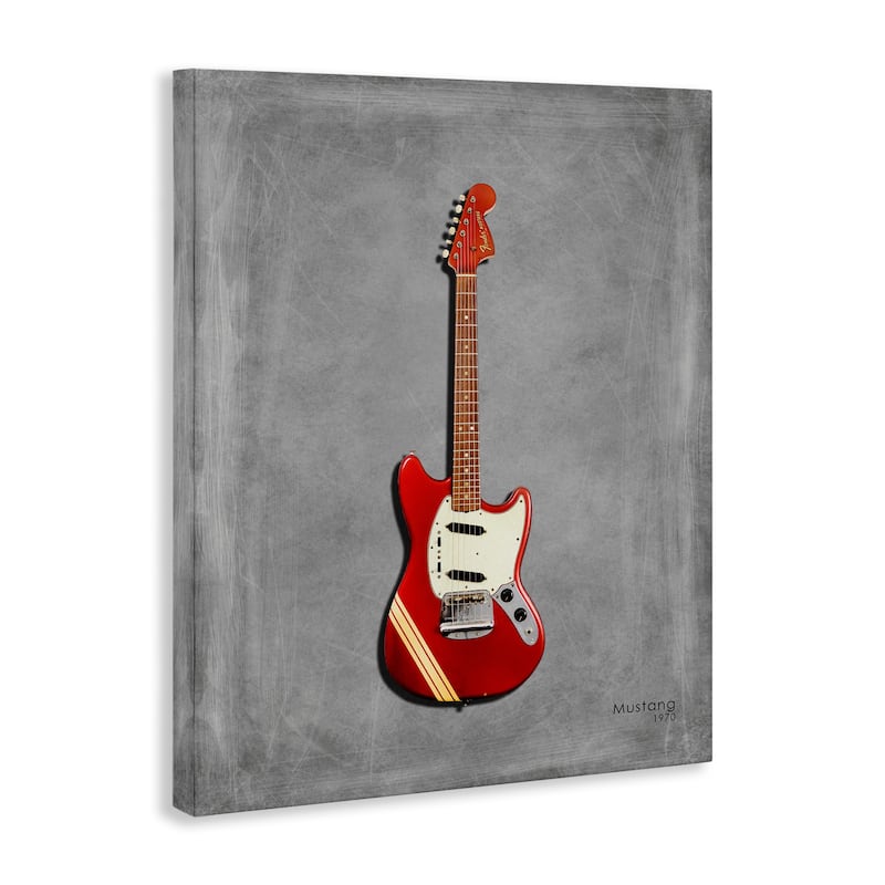 Stupell Red Guitar on Grey Canvas Wall Art Design By Mark Rogan