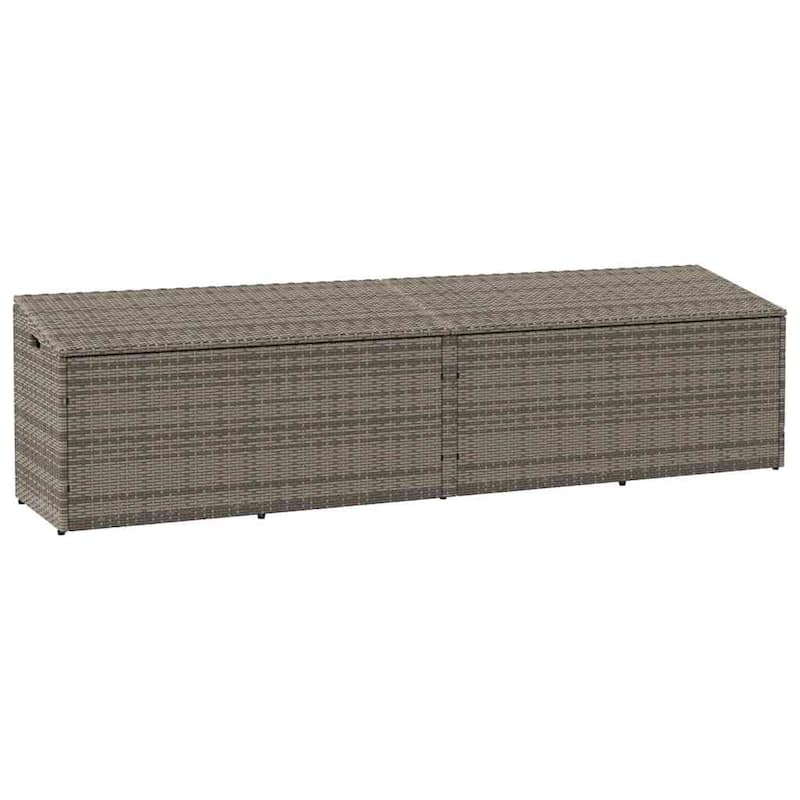 vidaXL Garden Storage Box Grey PE rattan, Powder-Coated Steel Large - 19.7 x 86.6 x 22.8